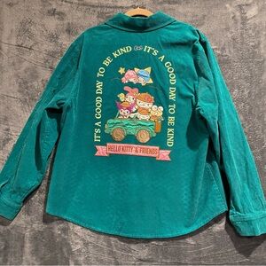 Sanrio Teal Hello Kitty & Friends Corduroy Shirt Jacket Women’s Plus Size 4X